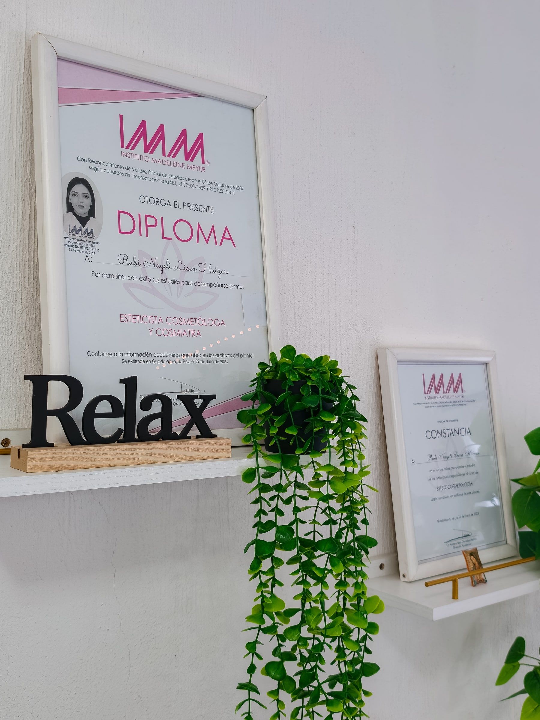 Diploma y constancia del Instituto Madeleine Meyer